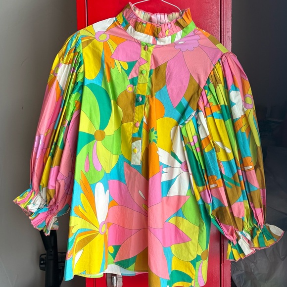 Flora Bea Tops - Flora Bea Colorful Floral Blouse